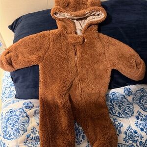 Cozy Brown Fleece Bear Onesie for Kids